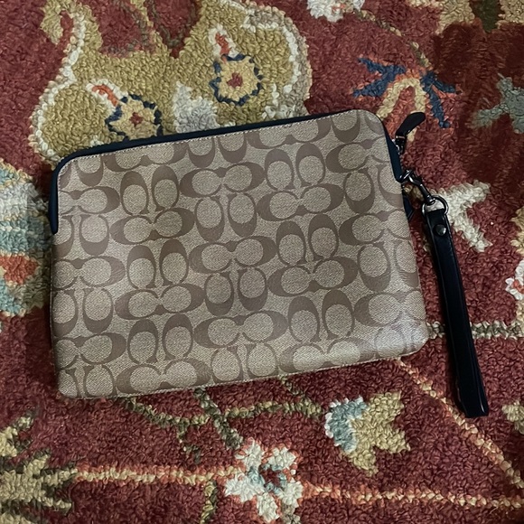 Coach portfolio bag black leather accents : signature Coach print - Picture 2 of 5